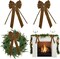Brown Velvet Bows 6.5" x 15" Christmas Bows for Gift Wrapping Velvet Bows for Christmas Tree, Holiday Crafts, Wreath, Garland, Staircase, Home Outdoor Fall Christmas Decorations, 2 PCs
